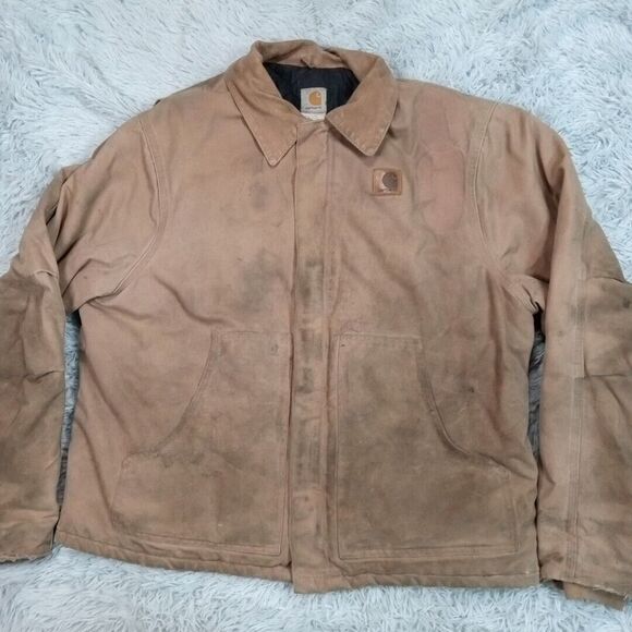 Vintage Carhartt Jacket Mens XL Tall Biege J22 SDL Canvas Barn Chore Coat Work - Picture 1 of 16